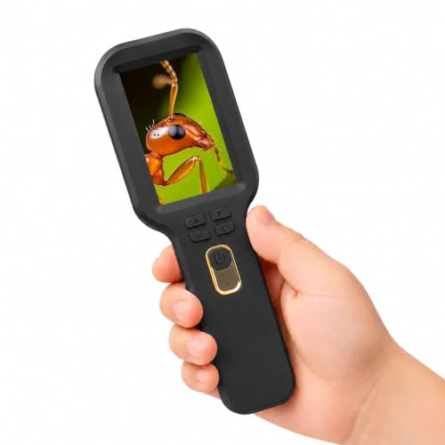 Kids Microscope Camera Autofocus Magnifier 500X STEM Gift Toy for Ages 4-12 - color: Black