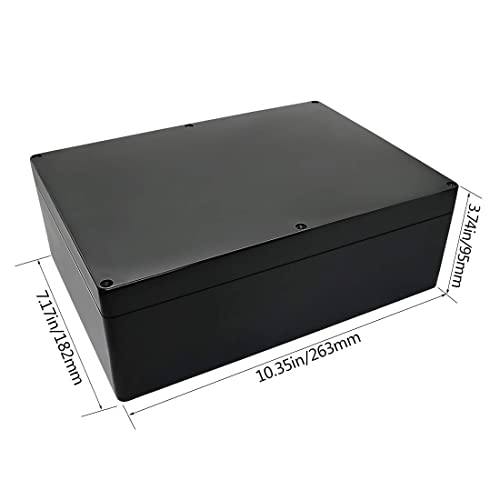 LeMotech ABS Plastic Electrical Project Case Power Junction Box, Project Box Black 10.4" x 7.2" x 3.7" (263 x 182 x 95 mm)(Pack of 1) - color: Black (1 pack), size: 10.4" x 7.2" x 3.7"