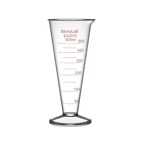 stonylab Graduated Cylinder, 1-Pack Borosilicate Glass Conical Measuring Cylinder Beaker with Wide Mouth and Pour Spout for Precise Measurement, 500 ml - size: 500 ml