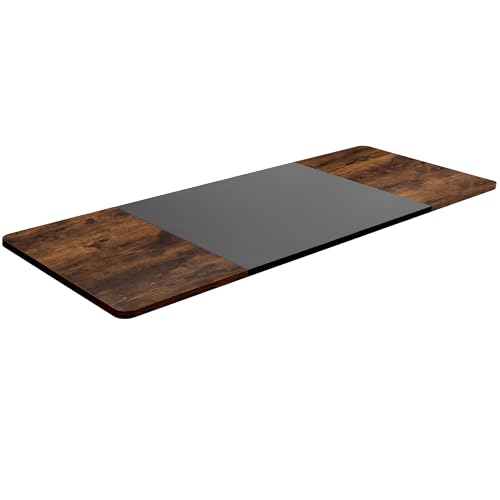 VIVO Black/Vintage Brown 71 x 30 in Table Top, DESK-TOP72-30BN - color: Black + Vintage Brown