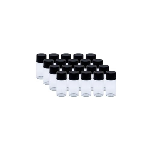 20pcs 5ml Glass Sample Vials, Liquid Sampling Small Glass Bottle Storage Container with PE Liners Black Screw Caps Leak-Proof for Essential Oil, and Specimen Samples, Clear - color: Clear, size: 5ml