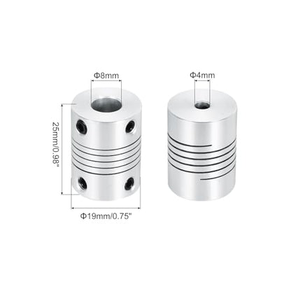 uxcell 1Pcs 4mm to 8mm Aluminum Alloy Shaft Coupling L25xD19 Flexible Coupler Beam Stepper Motor Joint Connector for 3D Printer CNC Machine DIY Encoders and Motors Shaft,Silver - size: 4mm to 8mm