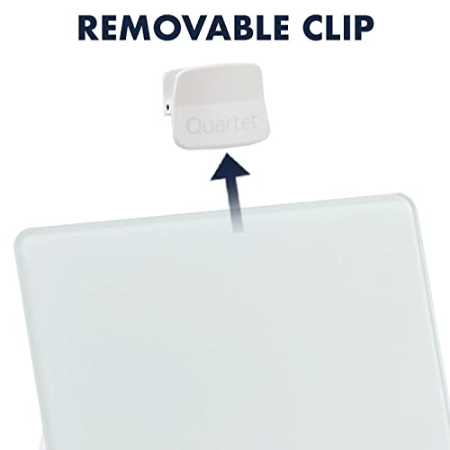 Quartet Dry Erase White Board 9"W x 11"H Desktop Glass Pad with Removable Clip and Marker, White (GDE119)