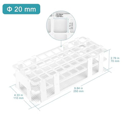 stonylab Test Tube Rack, 7.87 in 40-Place White Plastic Holder Stand Rack, 3-Tier Design and Detachable, for Laboratory Use - size: 20 mm