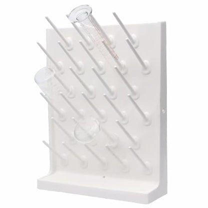 Lab Drying Racks for Lab Glassware and Bottles Wall Mounted Test Tube Dryer Detachable PP Lab Rack White (Small 27pegs) - size: Small 27pegs