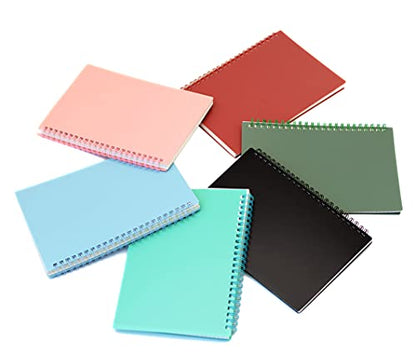 Yansanido Spiral Notebook, 6 Pcs A5 Thick Plastic Hardcover 8mm Ruled 6 Color 80 Sheets -160 Pages Journals for Study and Notes (6 colors, A5 5.7" x 8.3"-Ruled)
