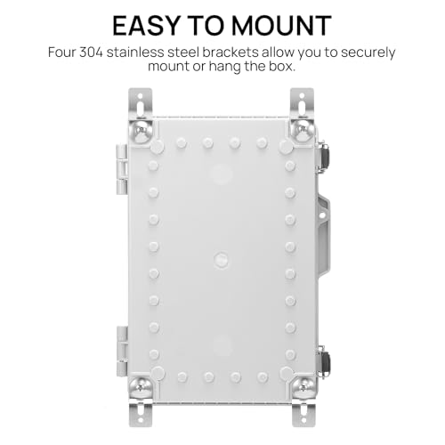 TURBRO Outdoor Electrical Waterproof Junction Box with Latches, ABS Plastic Enclosure Box with Mounting Plate and 304 Stainless Steel Wall Brackets, Hinged Grey Cover, 10.7"x6.0"x13.8" - color: Grey, size: 10.7"x6.0"x13.8"