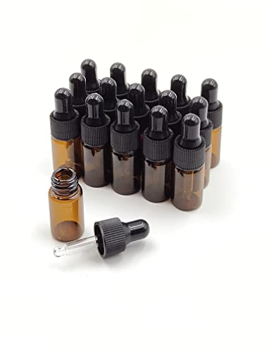 15Packs 3ml Tiny Amber Glass Mini Dropper Bottles for Essential Oils, Cosmetics, and Liquid Small Empty Travel Sample Vials with Dropper and Black Caps - size: 3ml