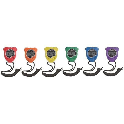 Champion Sports Digital Stopwatch – Water-Resistant Stopwatch with Lap Counter, Set of 6 for Track, Field & Fitness