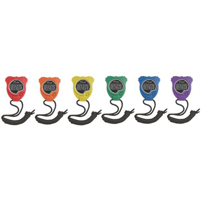 Champion Sports Digital Stopwatch – Water-Resistant Stopwatch with Lap Counter, Set of 6 for Track, Field & Fitness