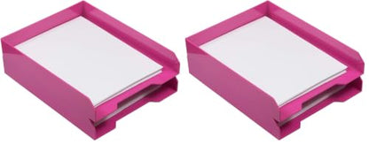 JAM PAPER Stackable Paper Trays - Pink - Desktop Document, Letter, & File Organizer Tray - 2/Pack (Pack of 2) - color: Pink, size: Pack of Two (2) Trays (Pack of 2)