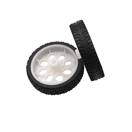 Treedix 4pcs 65mm Rubber RC Wheel Tires Car Wheels DIY Model Robots White and Black for DIY Model Accessories