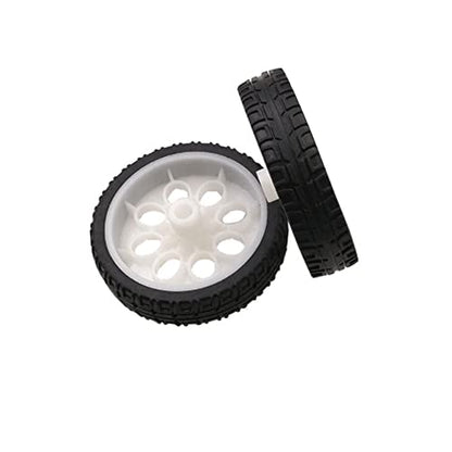 Treedix 4pcs 65mm Rubber RC Wheel Tires Car Wheels DIY Model Robots White and Black for DIY Model Accessories