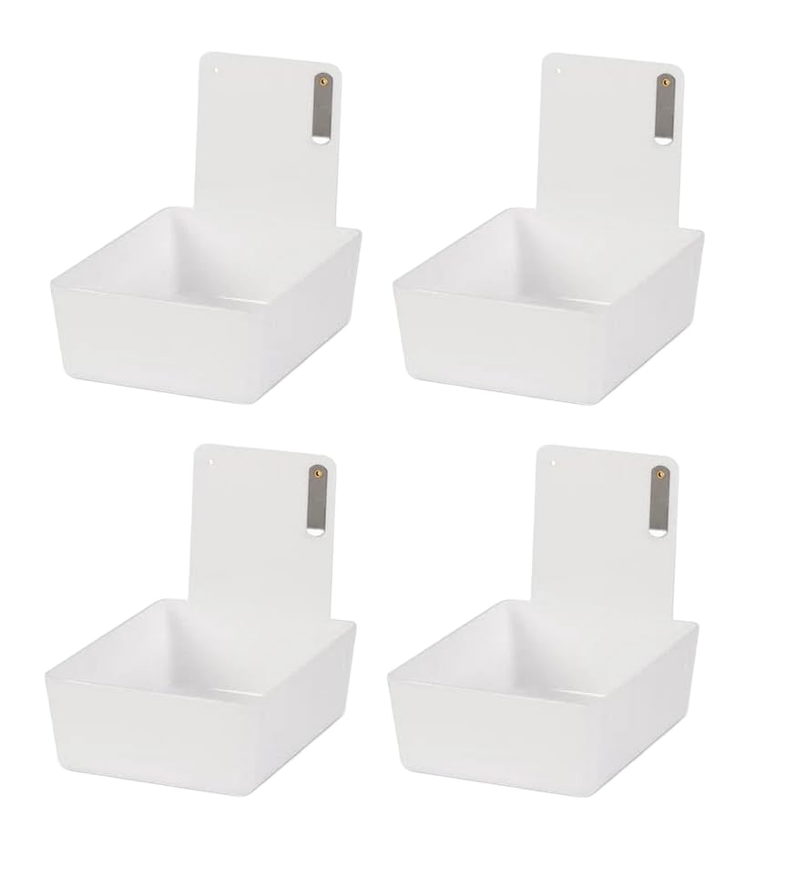 4/Pk Dental Lab Pan Medium Plastic Dental Medical Pro Lab Working Pan with Stainless Steel Clip (White) - color: White
