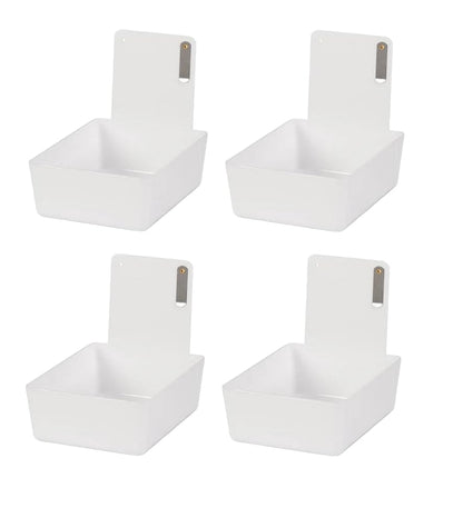 4/Pk Dental Lab Pan Medium Plastic Dental Medical Pro Lab Working Pan with Stainless Steel Clip (White) - color: White