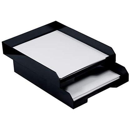JAM PAPER Stackable Paper Trays - Black - Desktop Document, Letter, & File Organizer Tray - Sold Individually - color: Black, size: Pack of One (1) Tray