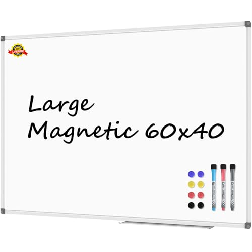 Lockways Large 60" x 40" Magnetic Dry Erase White Board Wall Mounted - color: Silver, size: 60"W x 40"H