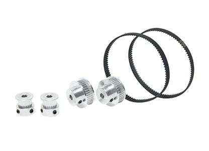 2PCS Set 2GT Aluminum Timing Pulley 20&36 Teeth 6.35mm Bore Synchronous Wheel with 2PCS Length 200mm Width 6mm Belt (20-36T-6.35B-6) - size: 6.35MM Bore, style: 20-36T-6.35B-6MM
