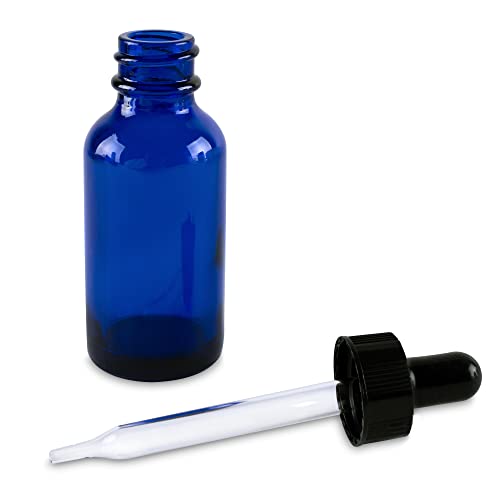Super Z Outlet 1oz Glass Bottles with Glass Eye Dropper Dispenser for Essential Oils, Kitchen Tools, Chemistry Lab Chemicals, Colognes & Perfumes (6 Pack) (Cobalt Blue) (Blue) - color: Blue