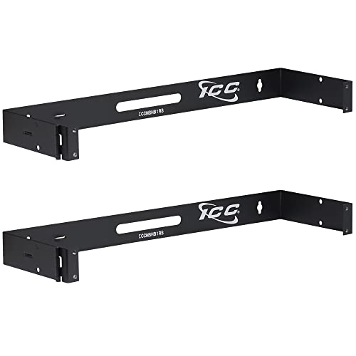 ICC 1U Hinged Wall Mount Rack Bracket, 6" Deep, 10 lb, Black, 2-Pack - size: 2 Pack, style: 1 RMS