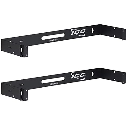 ICC 1U Hinged Wall Mount Rack Bracket, 6" Deep, 10 lb, Black, 2-Pack - size: 2 Pack, style: 1 RMS