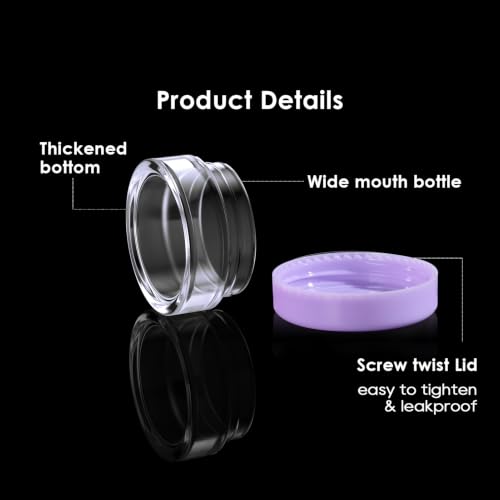 Eternal Moment 50 Pack 5G Sample Containers with Lids Cosmetic Small Jars - color: Purple Lid, size: 0.17 Ounce