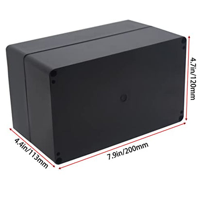Watertight Junction Box, IP67 Waterproof Project Box Durable ABS Plastic Electronic Enclosure Case for DIY Electrical Project Black 7.87" x 4.72" x 4.45"(200 x 120 x 113 mm) - size: 7.87" x 4.72" x 4.45"