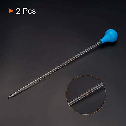PATIKIL Graduated Dropper Pipettes Kit, 2pcs 0.1ml Borosilicate Glass Pipette with Rubber Cap for Transfer Liquid for Lab, Chemistry, Clear - size: 0.1ml