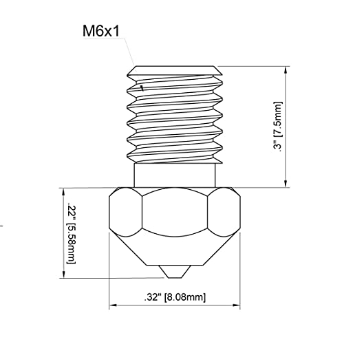 Diamond PCD Nozzle 0.6mm for E3D V6 Hotend, Prusa i3 MK3S / MINI, Anycubic i3 Mega/Kobra/Kobra Neo 3D Printer and More, Hardened High Precision, Nickel Plated Copper - size: Diamond PCD, style: 0.6mm Nickel Plated Copper