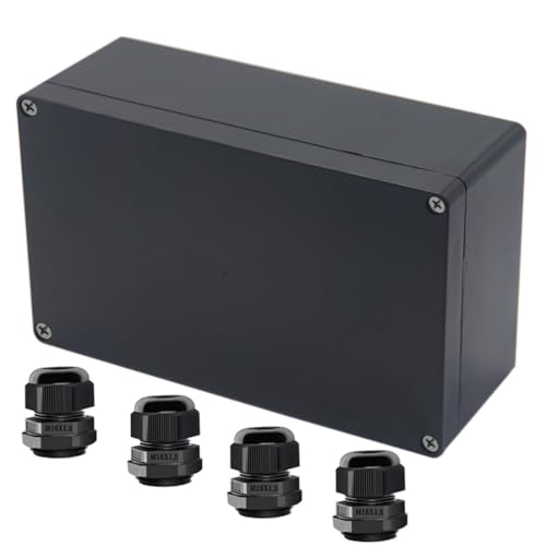 Project Box ABS Black Electrical Boxes IP65 Outdoor Waterproof Box Electronic Junction Box Power Enclosure with Cable Glands for DIY Project 7.87 x 4.72 x 2.95 inch (200x120x75mm) - size: 7.87"x4.72"x2.95"