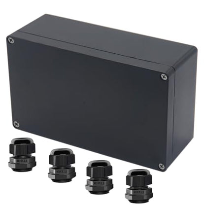 Project Box ABS Black Electrical Boxes IP65 Outdoor Waterproof Box Electronic Junction Box Power Enclosure with Cable Glands for DIY Project 7.87 x 4.72 x 2.95 inch (200x120x75mm) - size: 7.87"x4.72"x2.95"
