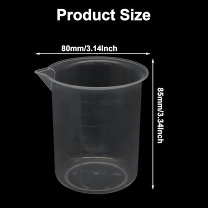 Waziaqoc 200ml/6.8oz Plastic Graduated Beaker, 6 Pack - size: 3.34 x 3.14 Inch