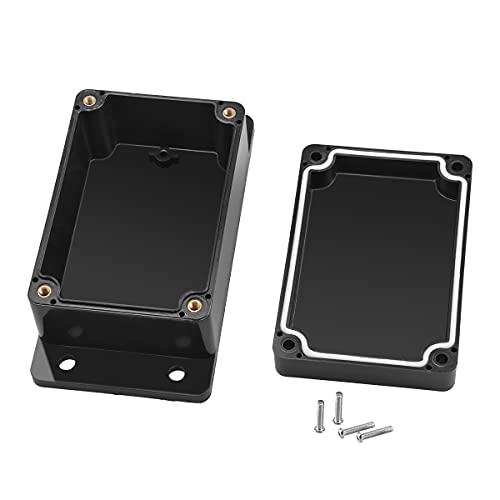 2 Pack IP65 Electronic Project Box Plastic ABS Waterproof Black Junction Box Enclosure with Fixed Ear 3.95" x 2.7" x 2" - size: 3.95" x 2.7" x 2"