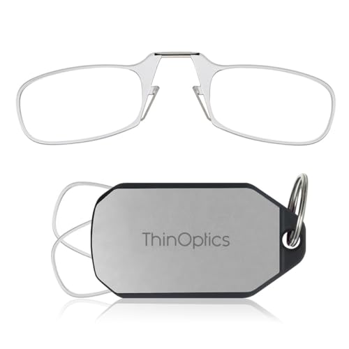 Always With You by ThinOptics Classic Keychain Reading Glasses - color: Silver Case / Clear Frames