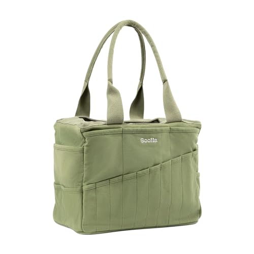 Soolla Studio Bag: Art Supply Storage Organizer & Pottery Tool Bag, Washable Tote, Yarn Bag, Crochet, 30 Pockets, 15+ Colors - color: Ganja Green