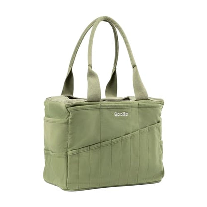 Soolla Studio Bag: Art Supply Storage Organizer & Pottery Tool Bag, Washable Tote, Yarn Bag, Crochet, 30 Pockets, 15+ Colors - color: Ganja Green