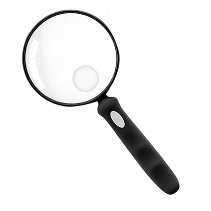 Lakei 10X Handheld Reading Magnifier Glass, Non-Slip Handle,90mm(Black) - color: Black, size: 90mm