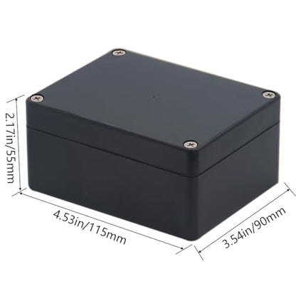 Project Box ABS Black Electrical Boxes IP65 Outdoor Waterproof Box Electronic Junction Box Power Enclosure with Cable Glands for DIY Project 4.53 x 3.54 x 2.17 inch (115x90x55mm) - size: 4.53"x3.54"x2.17"
