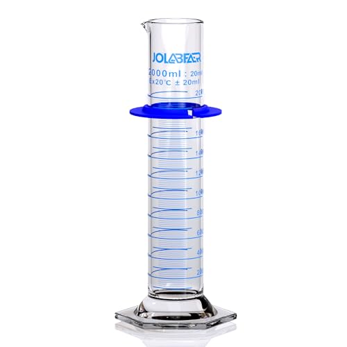 JOLABEAR 2000mL/2L Graduated Cylinder, Borosilicate Glass, Anti-Tip Ring - size: 2000ml-1pcs