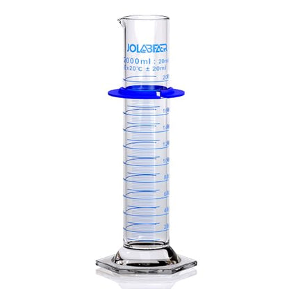 JOLABEAR 2000mL/2L Graduated Cylinder, Borosilicate Glass, Anti-Tip Ring - size: 2000ml-1pcs