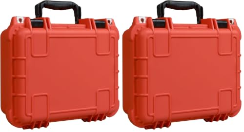 Jack Boss 14x 11.5x 6.5 Inch Hard Case, Portable Weather Waterproof Protective Camera Case with Customizable Foam, Fit Use of Drones, Camera, Equipments, Orange (Pack of 2) - color: Orange, size: 13.6x11.4x6 in (Pack of 2)
