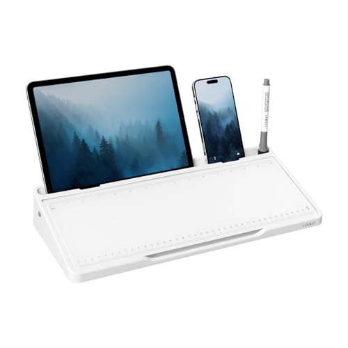 loukin Glass Desktop Whiteboard, 15.3" x 5.6" Dry Erase Desk Board, White - color: White