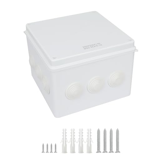 LeMotech Junction Box, ABS Plastic IP65 Waterproof and Dustproof, Universal Electrical Enclosure, Outdoor and Indoor Project Box 7.8X 7.8X 5.9 inch (200 x 200 x 150 mm) - size: 7.8" x 7.8" x 5.9" (1pc)