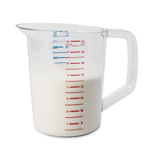 Rubbermaid Commercial Products Bouncer Clear Measuring Cup, 8-Cup/2-Quart, Clear, Strong Food Grade, Easy Read for Liquid/Dry Ingredients, for Home/Professional Kitchen (Pack of 6) - size: 2 Qt (Pack of 6)