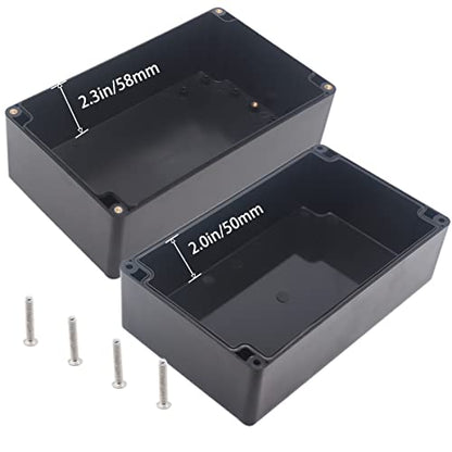 Watertight Junction Box, IP67 Waterproof Project Box Durable ABS Plastic Electronic Enclosure Case for DIY Electrical Project Black 7.87" x 4.72" x 4.45"(200 x 120 x 113 mm) - size: 7.87" x 4.72" x 4.45"