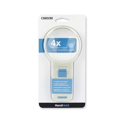 Carson Illuminated LED Lighted 4x Hand Held 3.0'' Aspheric Magnifier (SV-40)