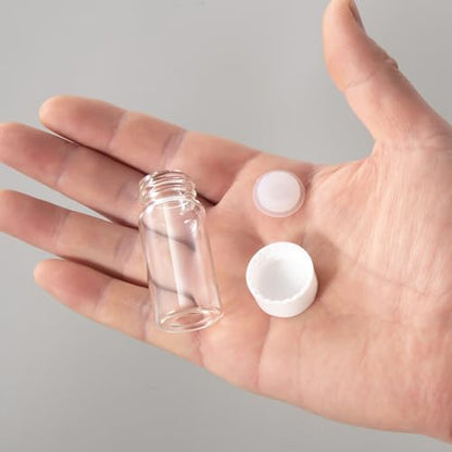 8ml Clear Glass Vial 20pcs with white Screw cap and inner plug 20pcs, leak-proof Glass Bottle Sealed Sample Vials - style: 8ml 20pcs