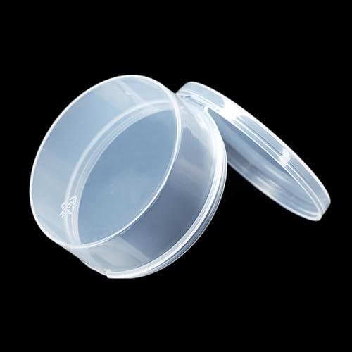 12 Pcs Clear Plastic Round Storage Jars, 1.7 oz D/2.32 x H/1.02 Inch Beads Storage Containers Box for Storage Small Items, Hardware, Buttons, Small Jewelry - size: 50ml / 2.32"D x 1.02"H