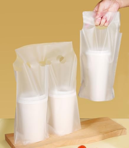 Elyfree 200 Pcs Drink Carrier for Delivery, Clear Plastic Carrier with Handle for Coffee/Tea/Juice, Portable Take Out Bags (1 and 2 Cups, 200Pack) - color: 1 and 2 Cups, 200Pack