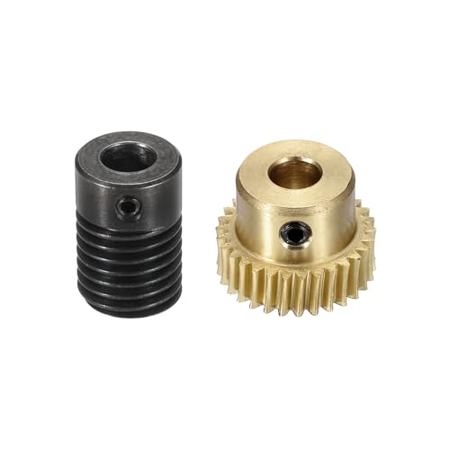 uxcell Worm Gear Set 30T 0.5 Mod 1:30 Brass Gear-5mmOD,1045 Steel Rod 6mmOD - size: Gear-5mm, Rod-6mm Bore, style: 0.5M-30T